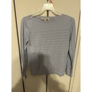 Ann Taylor Loft Blue Long Sleeve Pullover Top Shirt Size Medium
